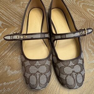 Coach Tan and Brown Mary Jane Flats